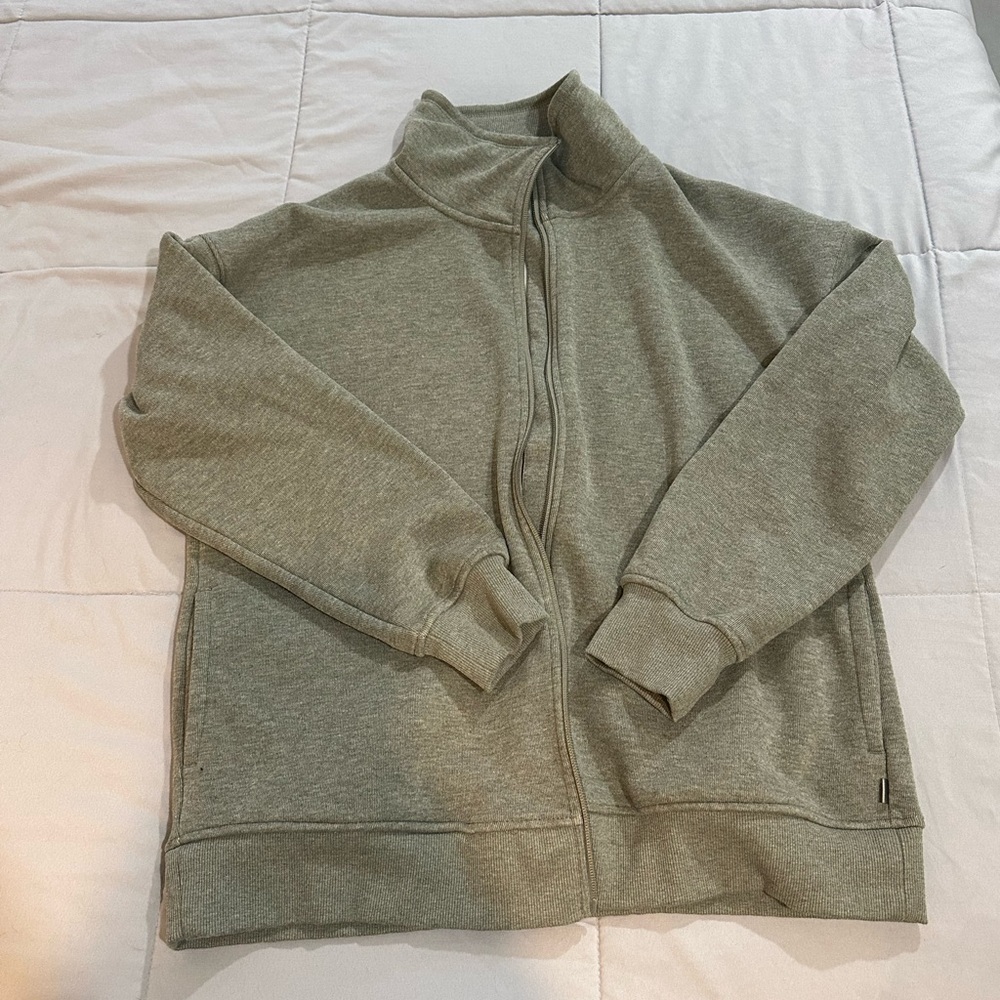 Gray/ Green Zip-Up Jacket